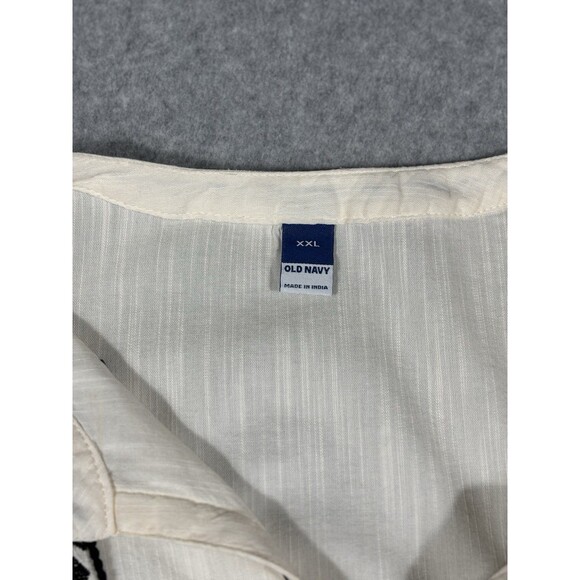 Old Navy Embroidered Boho Peasant Tunic Cream and Black Relaxed Flowy Size XXL - Picture 7 of 8